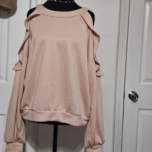 Essue Light Pink Off-the-Shoulder Sweater